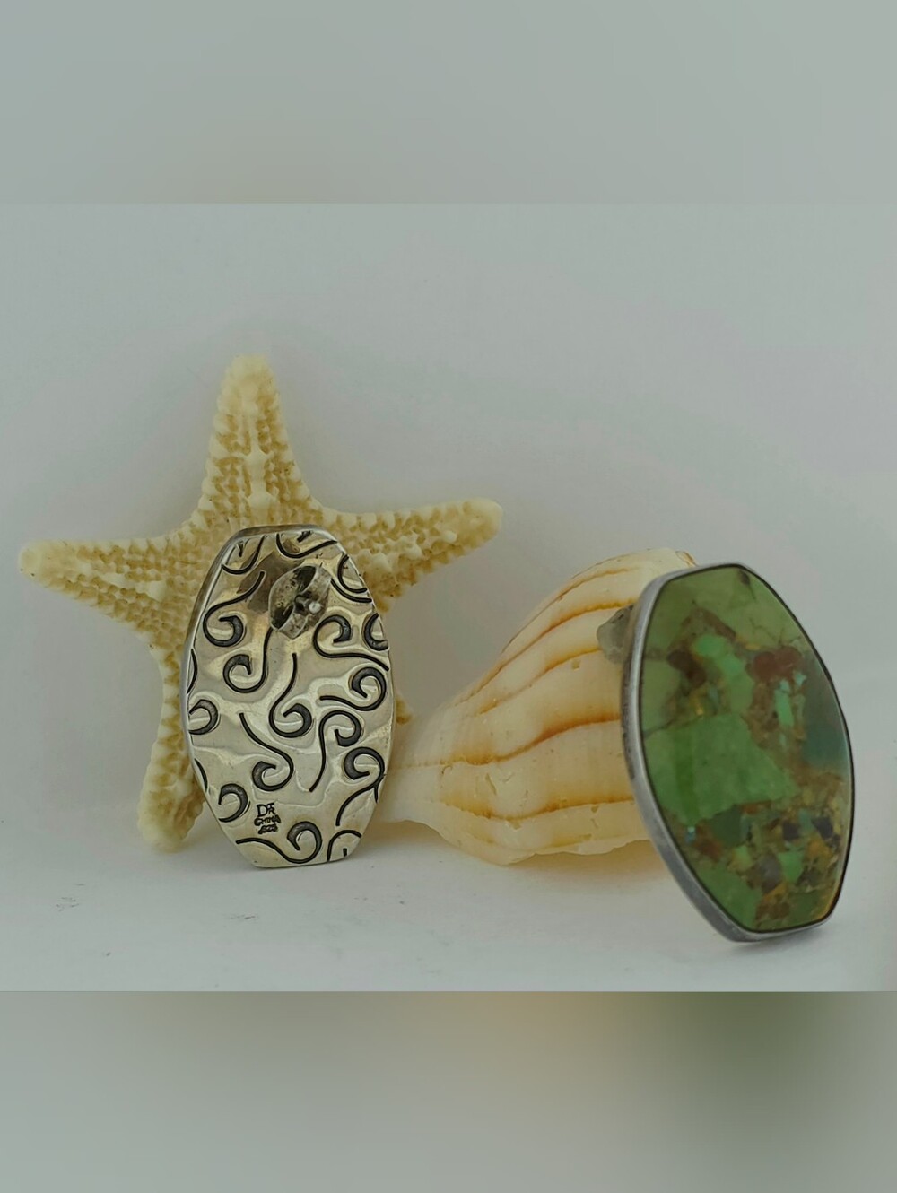 Green Turquoise Oval Statement Ring - Women Jewelry